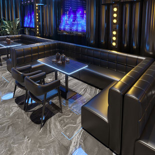 Bar Table and Chair Combination Music Restaurant Bar Nightclub Bistro Cafe Booth Sofa Custom-Made Solid Wood