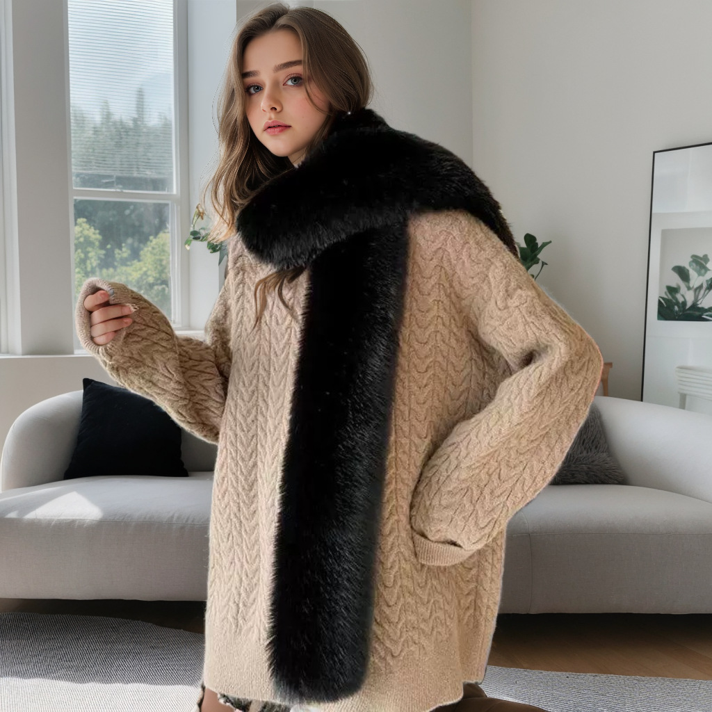 Autumn and Winter Fur Scarf 2025 New Korean Style Imitation Fox Fur Warm Thickeneded Fur Scarf Women's Fur Collar