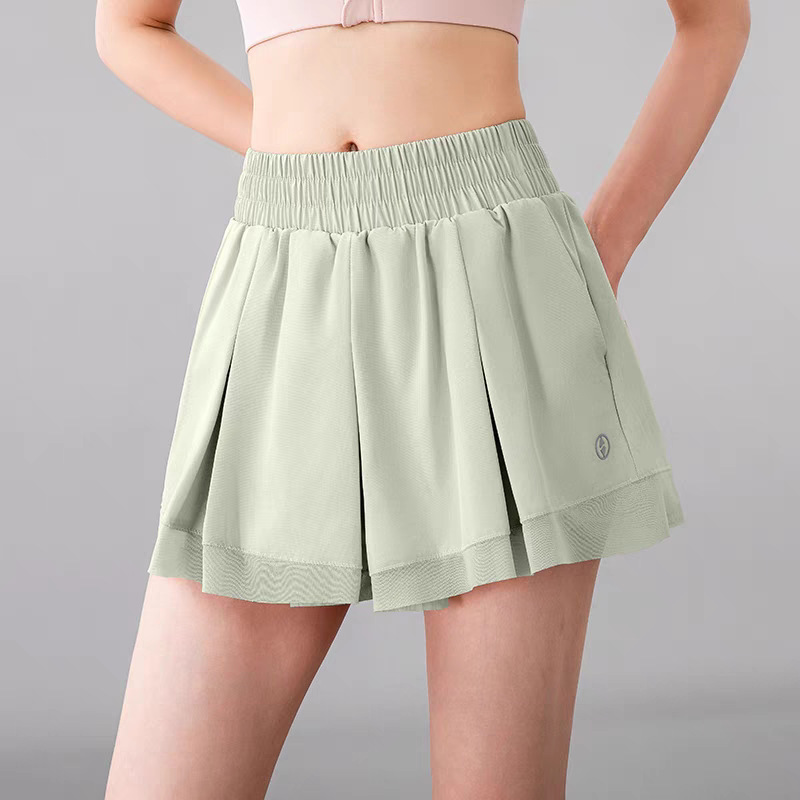 Sports Casual Outer Shorts, Loose Three-Point Wide-Leg Pants, Running Fitness Yoga Pants, Pocket Four-Way Elastic Quick-Drying Pants