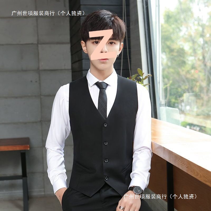 西装马甲男士韩版修身潮西服小马夹伴郎结婚商务正装休闲衬衫套装