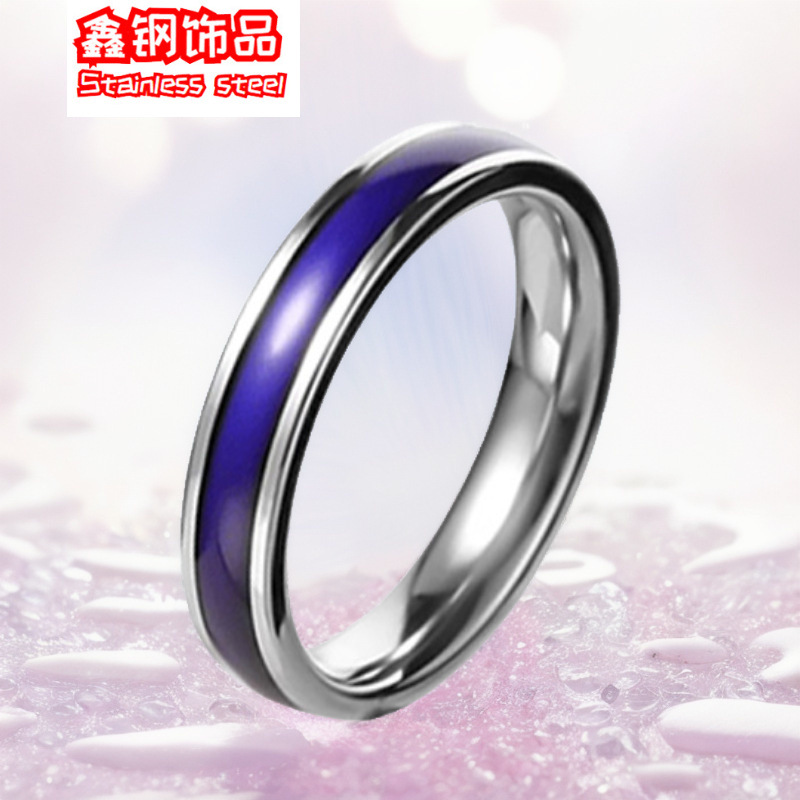 Non-Fading Titanium Steel Ring Hip-Hop Wholesale Women's Ins Style Design Niche Smart Temperature-Sensitive Color-Changing Ring