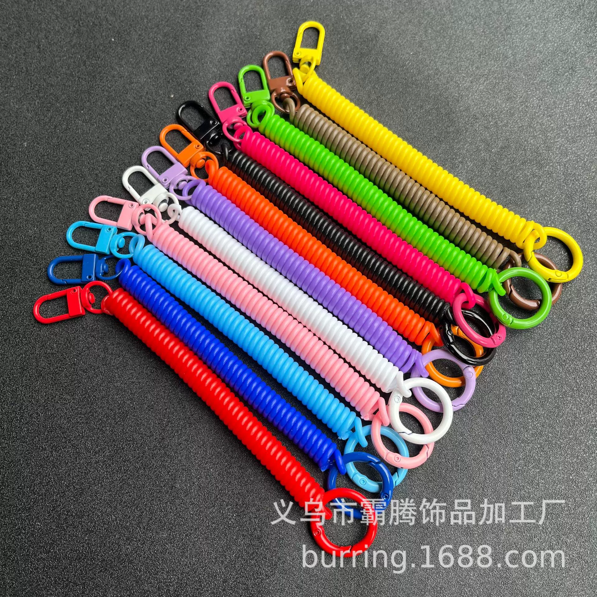 塑料弹簧绳钥匙链烤漆门扣卡圈防丢弹力挂绳电话线弹簧绳钥匙扣