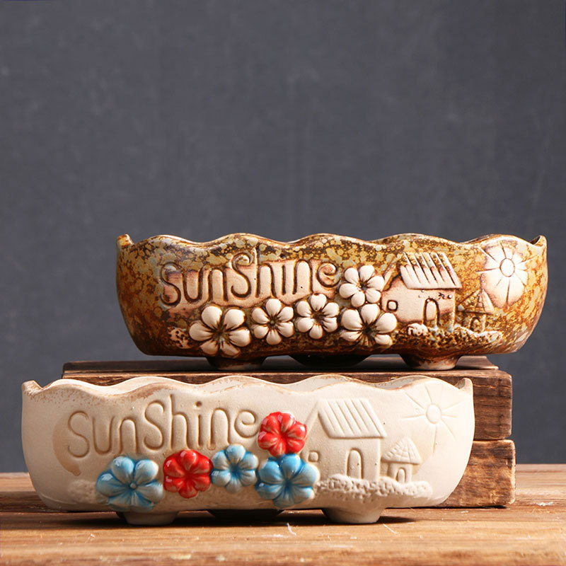 Manger plato grande pequeño tamaño Qunsheng suculentas maceta simple carne hogar cerámica especial olla directa fábrica al por mayor