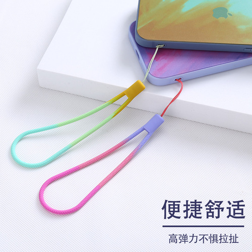 Watercolor woven pattern mobile phone lanyard, liquid silicone wrist strap, small fan disinfection bottle, USB flash drive portable short lanyard 