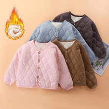 冬季兒童三層夾棉棉襖加絨加厚保暖外套中大童棉衣外套寶寶小棉襖