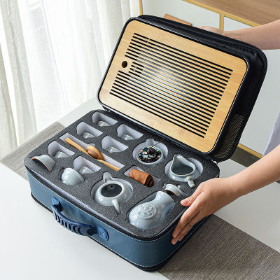 茶具套装全套哥窑旅行功夫小套装便携家用户外四六杯轻奢礼品logo