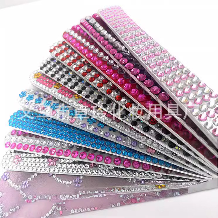 Comercio exterior lima de uñas de diamante único con diamante/pegado lima de uñas de diamante tira de acrílico de alta calidad fabricante de tiras de molienda