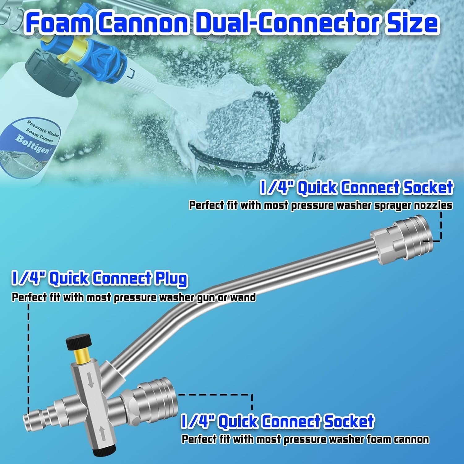 Cross-Border High-Pressure Car Wash Water Gun Set Foam Flushing Two-In-One Nozzle Stainless Steel Combination Head Cleaning Machine