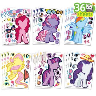 Cartoon Pony Bao Li Puzzle Sticker Make-a-Face Animal Sticker Mix and Match Kids Sticker