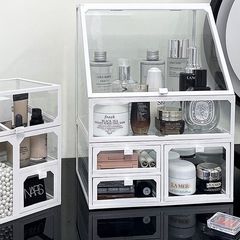 ガラス化粧品収納ボックス、軽くて豪華なドレッシングテーブル、スキンケア製品、香水、口紅収納ラック、透明で防塵
