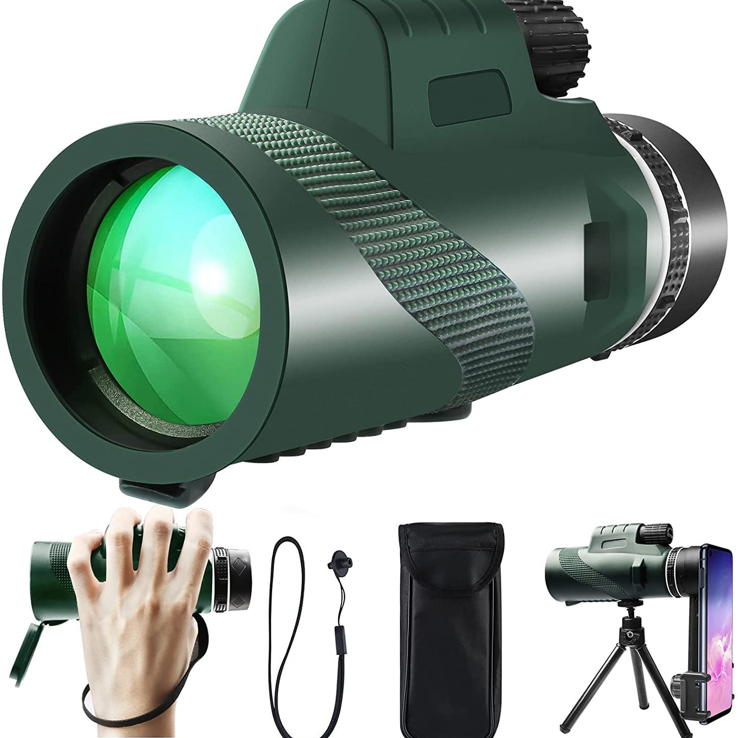 亚马逊麻点经典款40x60 单筒望远镜 80*100 高配军绿色观鸟音乐会