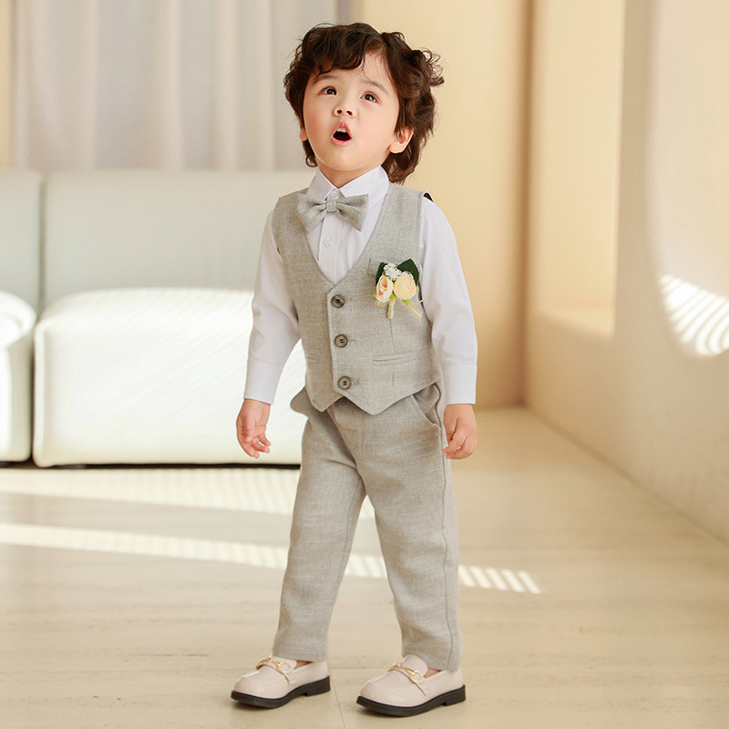 Conjunto de vestido de chaleco de primavera y otoño para niños Anfitrión del cumpleaños del bebé Traje de interpretación de piano de niña de las flores para niños