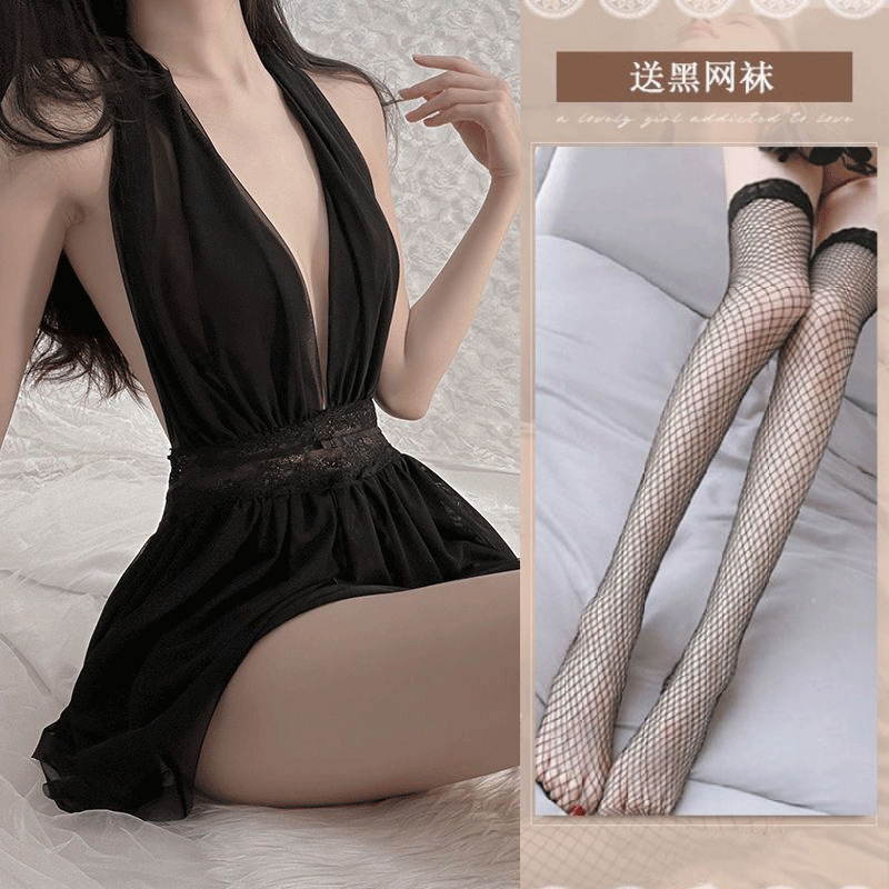 블랙 [T바지 포함] + 블랙 망사스타킹