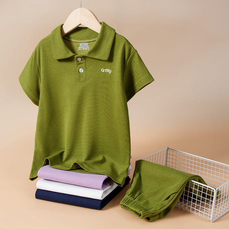 Children's Short Sleeve Set Boys' and Girls' T-shirts Kids POLO Shirts Sports T-shirts Summer Outfits Medium and Large Children's New Small Children's Clothing Trendy