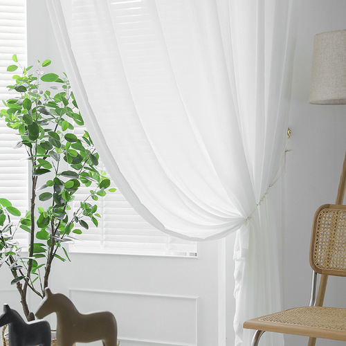 xyt white gauze curtains, sheer enough to let light in but not people, chiffon fabric, balcony bay window, white sand gauze curtain, white window gauze, cat-proof