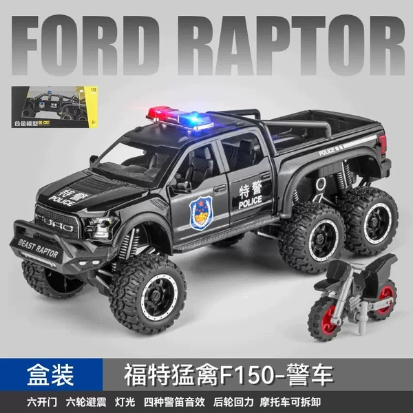 Black police car, scale 1:24
