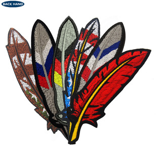 HaiKe cross-border in stock flag element feather embroidery armband Velcro seal American French Russian bag stickers
