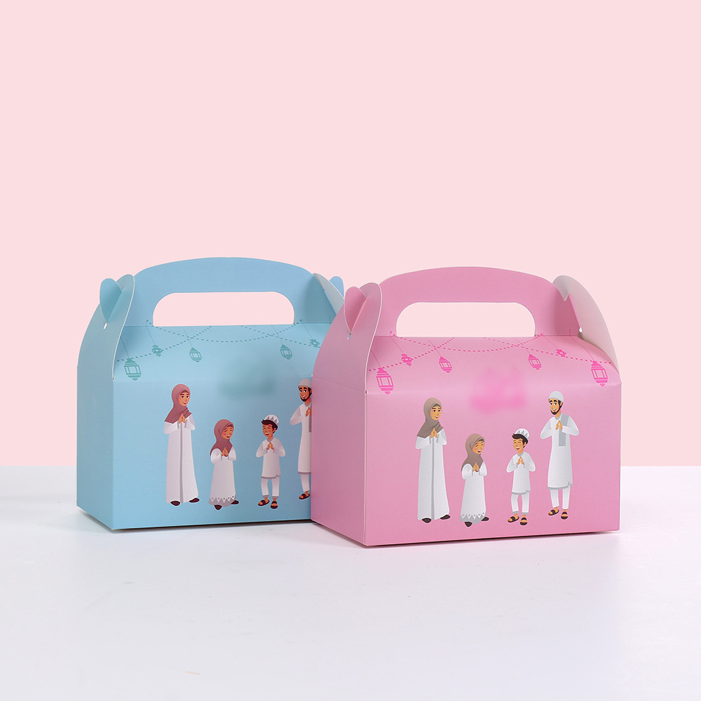 跨境中东月亮节主题礼品包装盒白卡礼盒蛋糕手提盒甜点包装盒批发