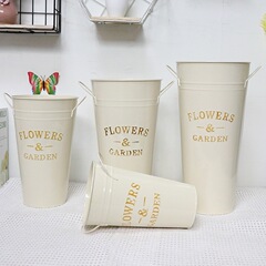 裝飾鐵皮桶花店鮮花乾花花桶醒花桶花盆裝店鐵藝插花花瓶拍攝道具