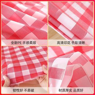 100 Disposable Tablecloths for Food Stalls, Lobster Barbecue Restaurants, Red Plaid Oil-Proof and Waterproof Thickeneded Long Square Round Tables