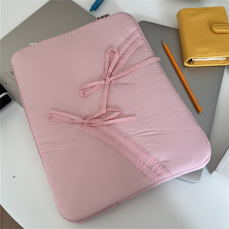 Ins-Style Pink Bow 13inch Laptop Bag Inner Sleeve Simple Cute Tablet Protective Cover Storage