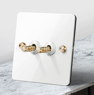 British Type 86 Home Decoration Switch White Retro Knurled Rod Stainless Steel Paint Panel Switch Socket Hand Toggle
