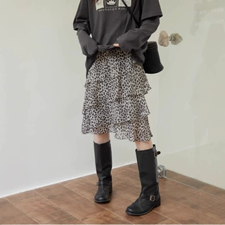 碎花雪纺垂感半身裙女2025新款高腰a字裙不规则蛋糕裙摆半裙