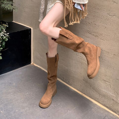Spontaneous trip~2024 new style genuine leather retro summer western boots fashionable women's boots high-quality cowhide