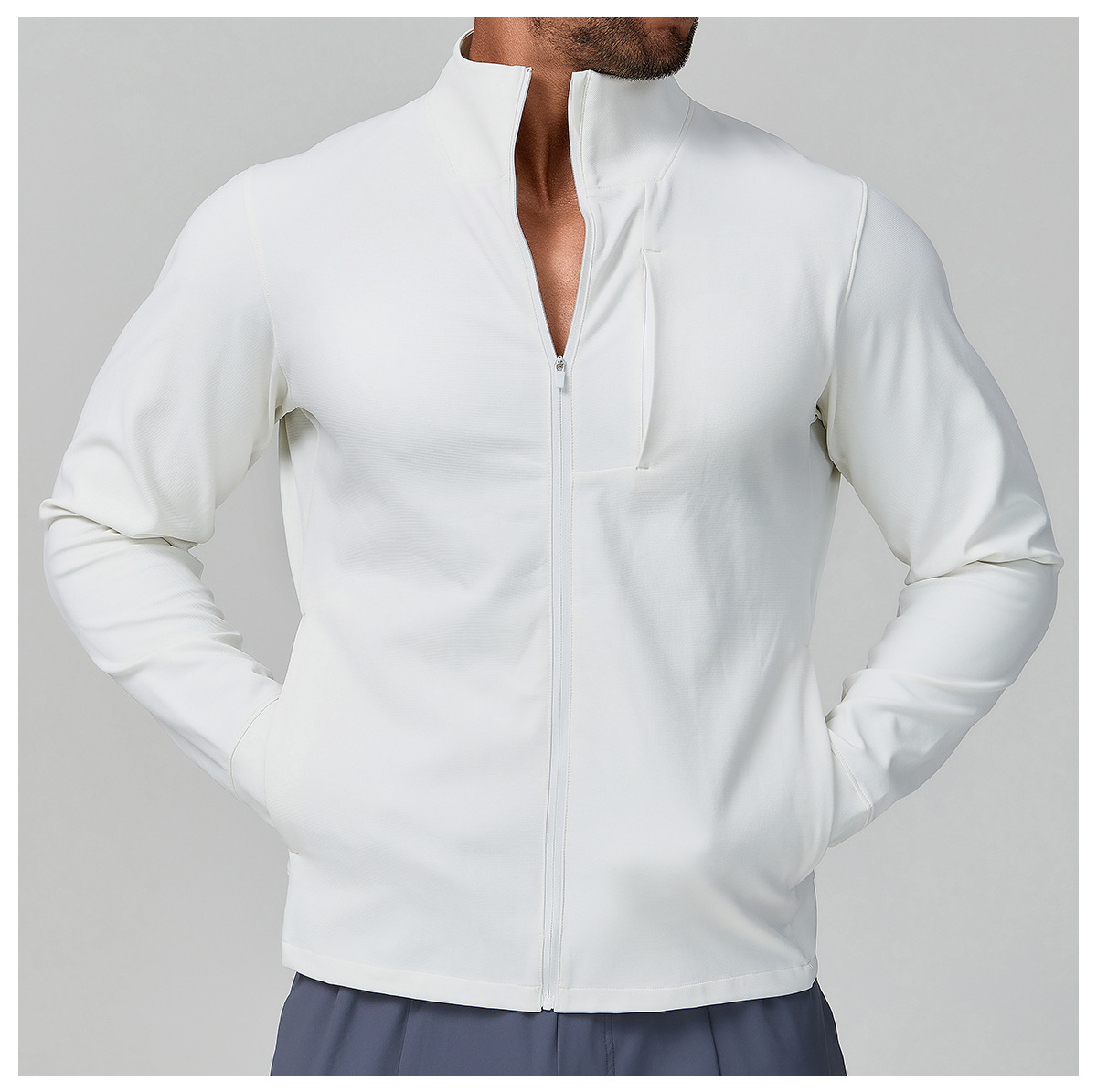 Cross-Border Urban Outdoor Functional Pure Color Breathable Men's Spring & Fall Versatile Stand-Up Collar Sports and Leisure Jacket 1190