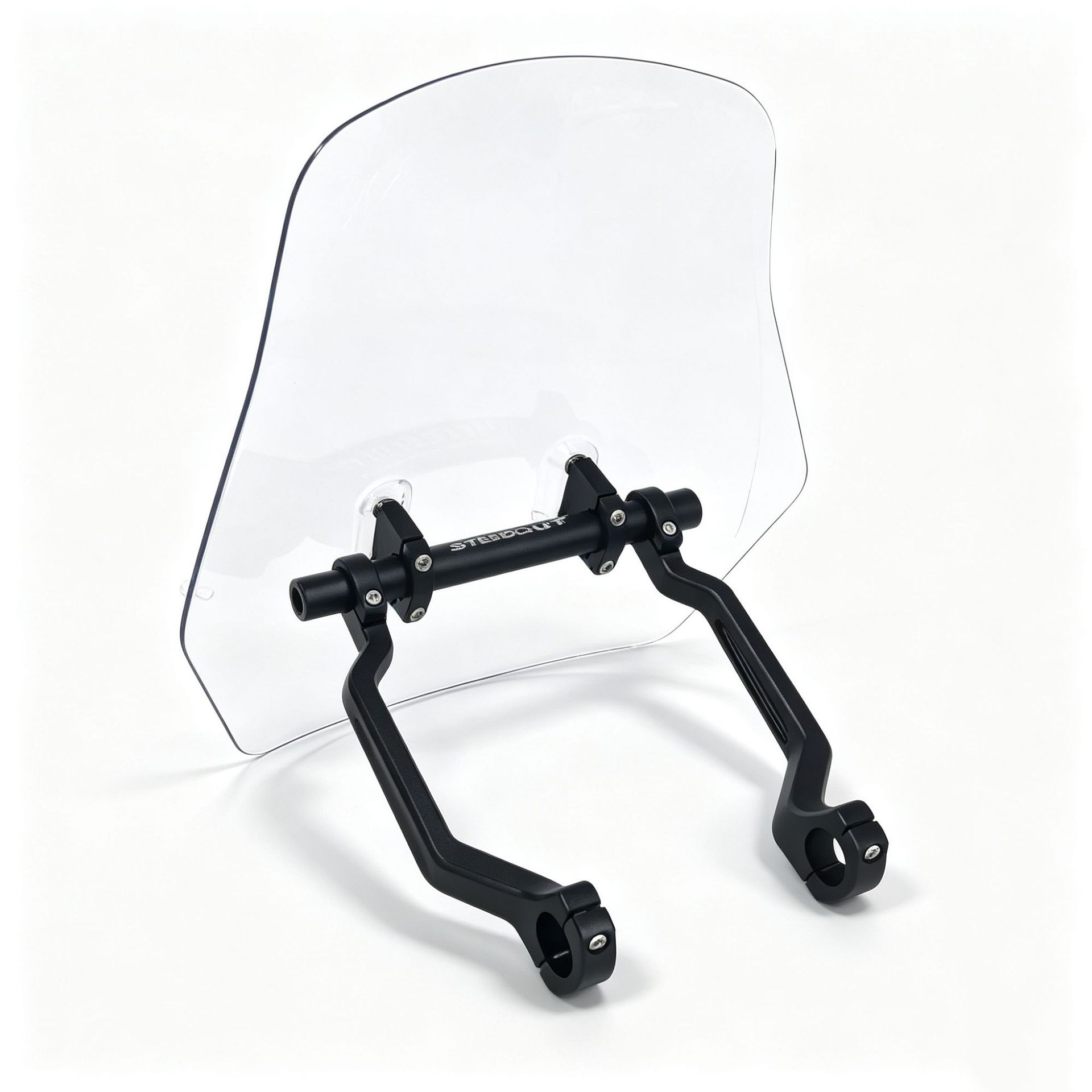 Motorcycle heightened windshield with high light transmittance aluminum alloy bracket, non-destructive installation, scooter windproof modified windscreen