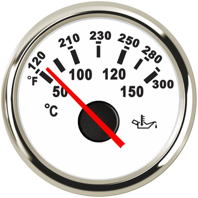 52mm Pointer Thermometer Pointer Oil Temperature Gauge Requires Oil Temperature Sensor Connection 50-150 ℃ With Backlight (automobile instrument) - silver-edge-white-background