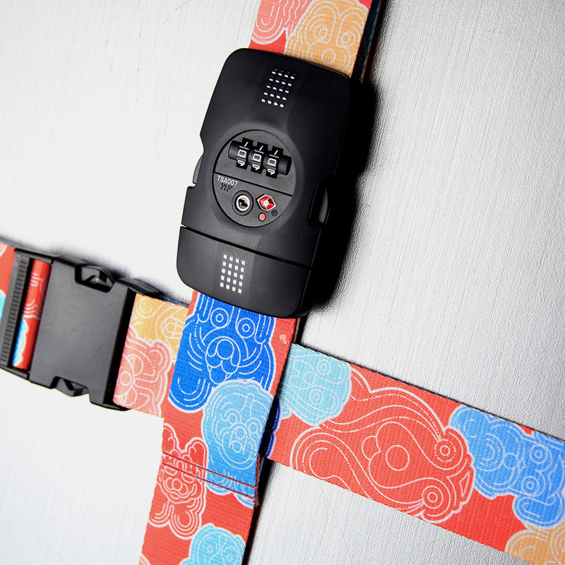 Transfronterizo nuevo trolley caja de embalaje cinturón TSA Aduanas Bloqueo de equipaje cinturón de una palabra hebilla contraseña bloqueo caja de encuadernación cinturón