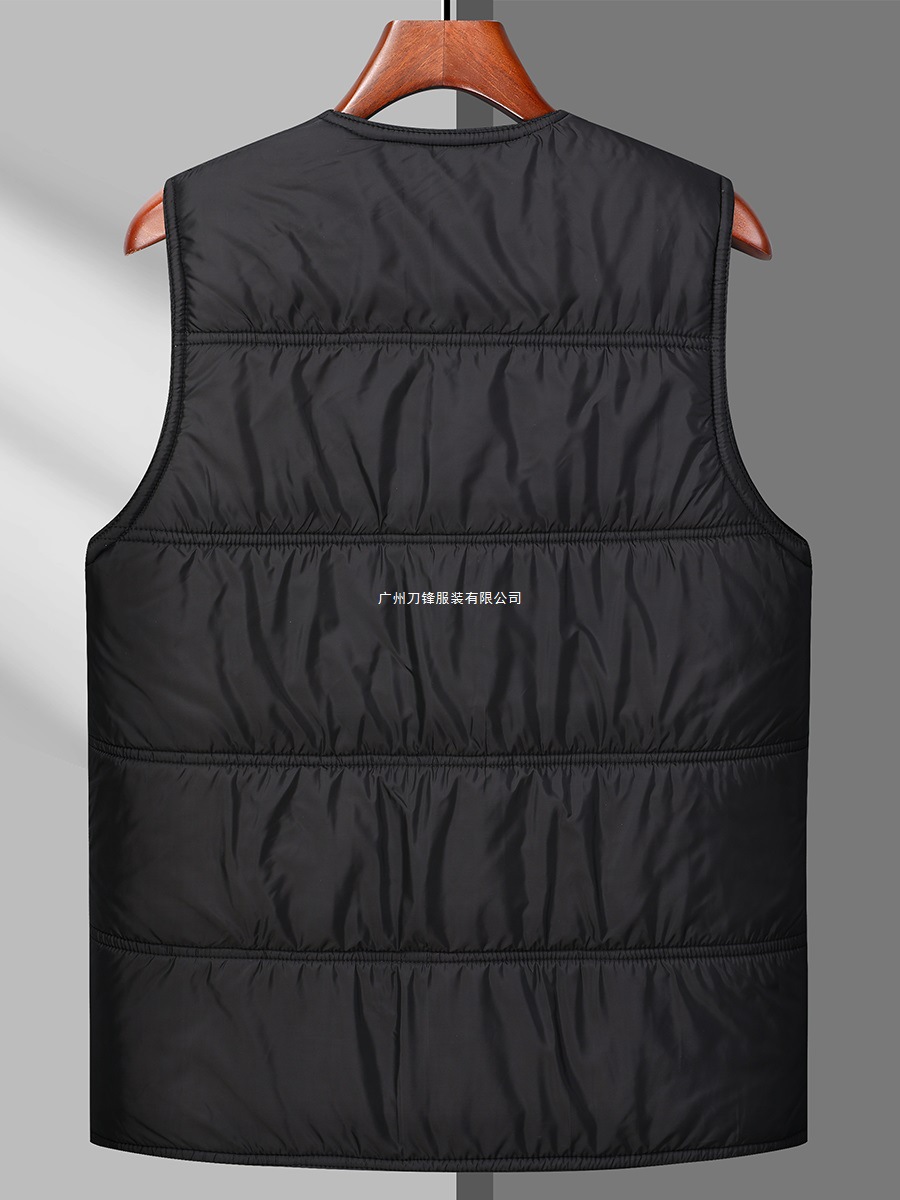 Otoño y invierno hombre casual chaleco de algodón Papa abrigo abrigo abrigo holgado grueso de color sólido sin mangas hombros