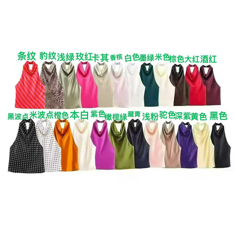 Foreign Trade 2025 New Silk Satin Texture Backless Top 3203317 Silk Satin Texture Skirt 3210317 Skirt Suit Foreign Trade 2025 New Silk Satin Texture Backless Top 3203317 Silk Satin Texture Skirt 3210317 Skirt Suit