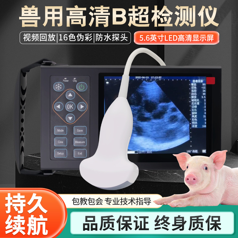 Ecógrafo Veterinario, Ultrasonido para Ganado, Detector de Gestación para Cerdos y Ovejas, Ultrasonido a Color de Alta Definición, Ecógrafo para Cerdos y Vacas para Medir la Grasa Dorsal.