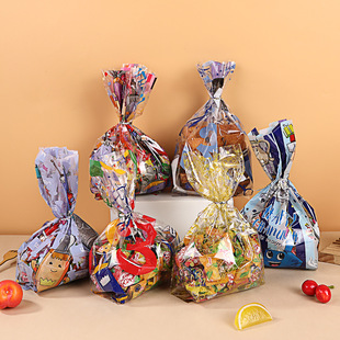 New Thickened Foreign Trade Cartoon Hanging Flat Style Organ Bag Snack Candy Packaging Bag Heat Sealing Dual-purpose Belt Tie