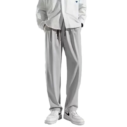 Men's Summer Straight Leg Ice Silk Thin Casual Pants Loose Men's Long Pants Western Pants Nine-Tenths