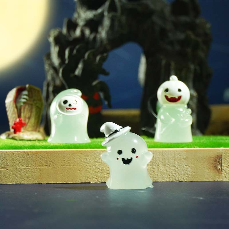 Micro paisaje creativo lindo cabello luminoso Halloween pequeño fantasma accesorios de decoración de muñecas mini decoración de escritorio