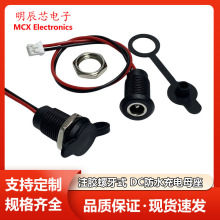 DC5521带线外螺牙防水充电母座净水器电源插座圆孔接头直流螺纹座