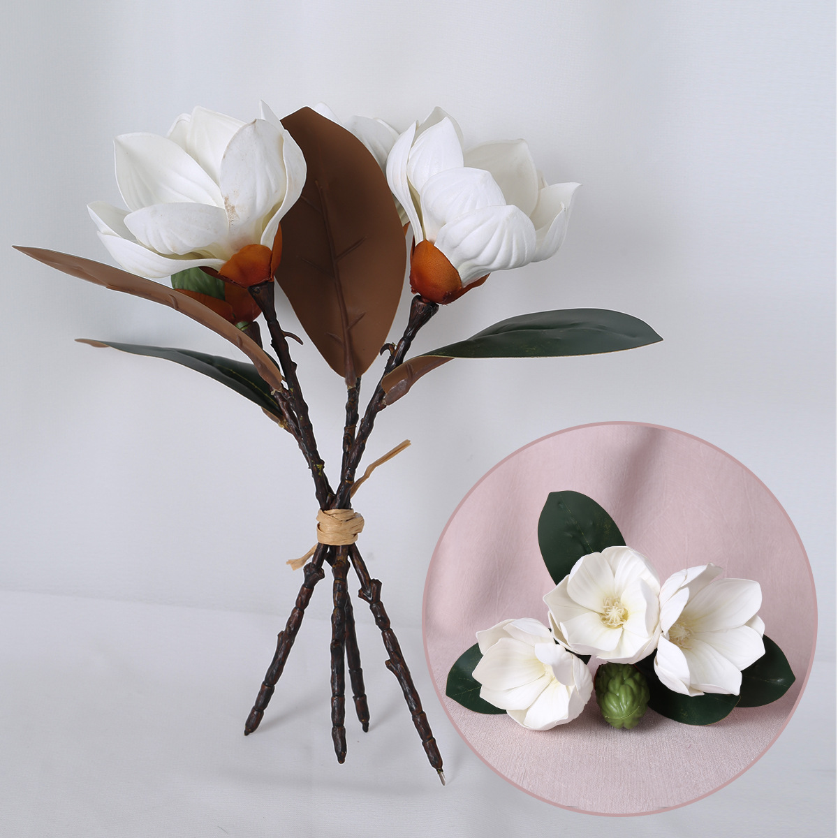Espuma EVA con mango de fruta flor de magnolia imitación de flores en el hogar diseño suave de props fotográficos fabricantes de flores falsas al por mayor