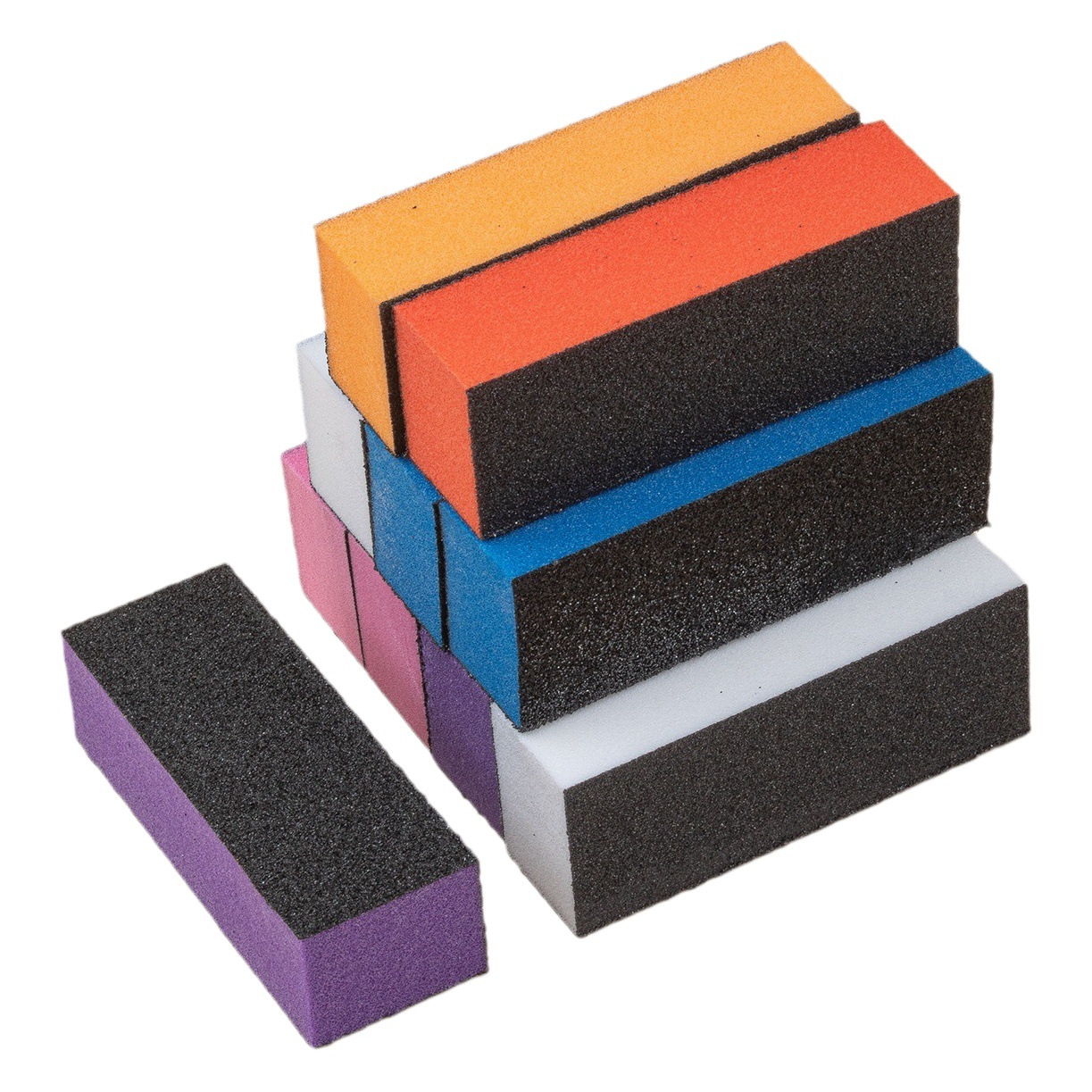 Ventas directas de fábrica de 3 lados bloque de arena negro esmalte de uñas bloque de molienda Reparación de uñas cuatro cuadrados naranja tofu bloque