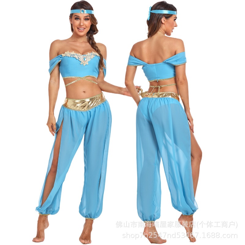 S-Xl Sexy Cos Costume Festival Party Costume Aladdin's Magic Lamp Jasmine Princess Dress Theme Halloween Costume S-Xl Sexy Cos Costume Festival Party Costume Aladdin's Magic Lamp Jasmine Princess Dress Theme Halloween Costume