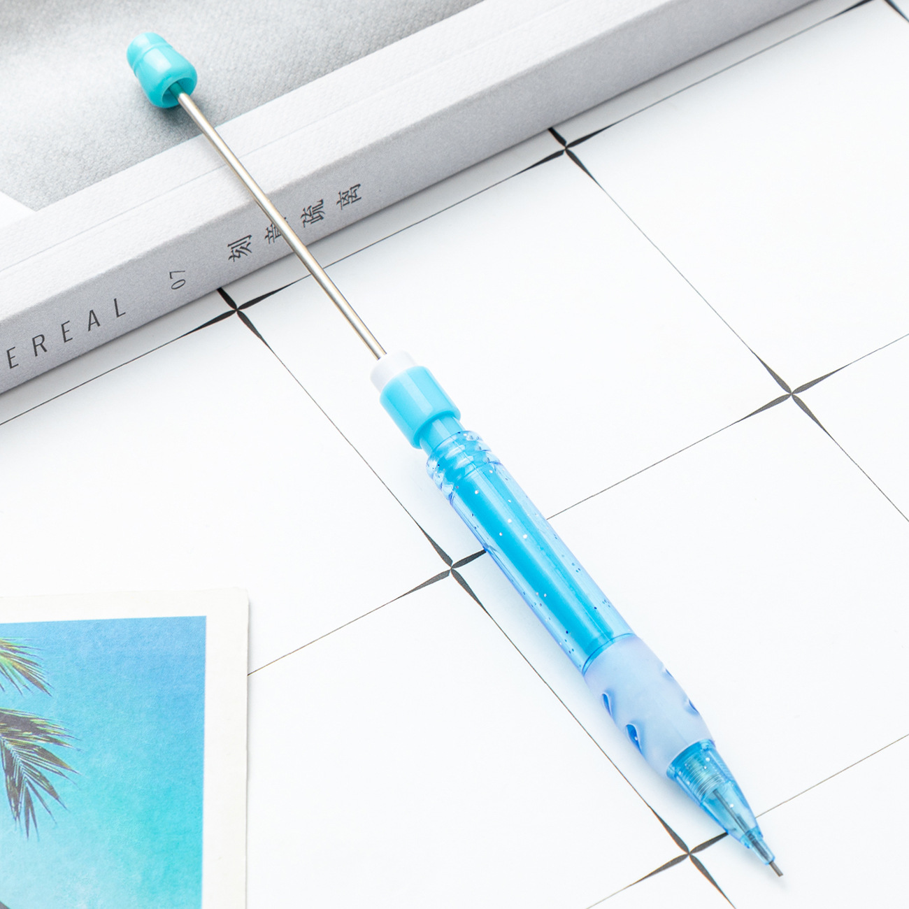 Diy lápiz de cuentas de 0.5mm lápiz sin afilado lápiz automático de núcleo continuo lápiz para estudiantes de primaria para escribir lápiz de viento lindo