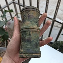 批发仿古做旧玉石竹节笔筒摆件古玩收藏仿乾隆年制笔筒摆设工艺品