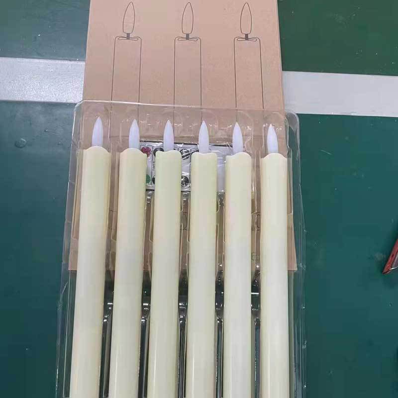 10/6.5 pulgadas onda boca control remoto bala cera beige plástico LED electrónica de Navidad larga barra de luz de la vela