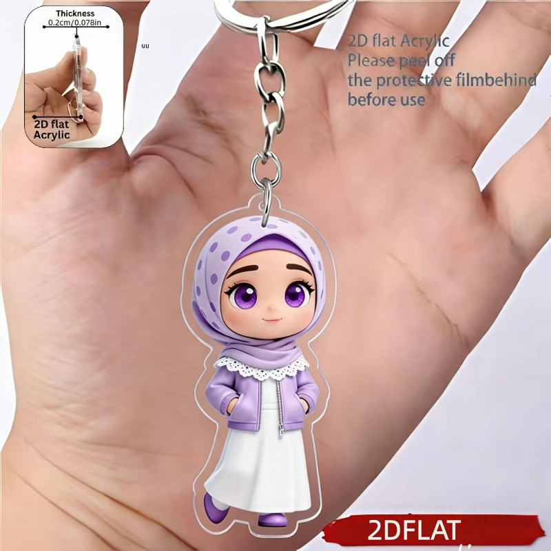 Colgante transfronterizo nuevo plano 2D niña acrílico llavero colgante mochila móvil bolsa de ejercicio colgante equipaje