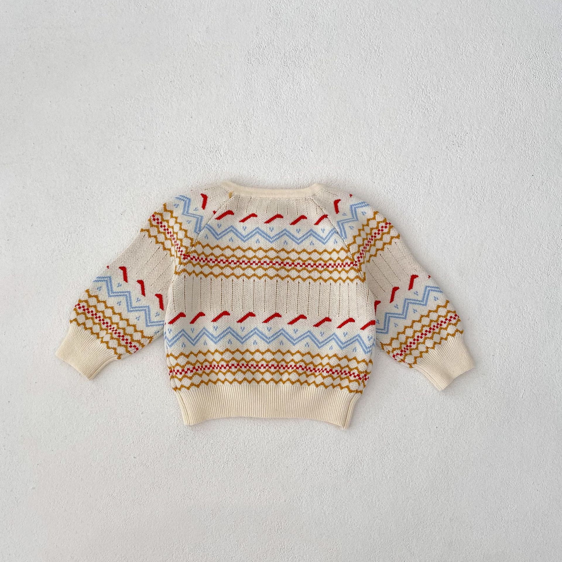 2024 őszi új unisex jacquard kötött szett fiúknak, lányoknak, babáknak, hosszú ujjú kardigán és khaki színben külön-külön_voghion.com