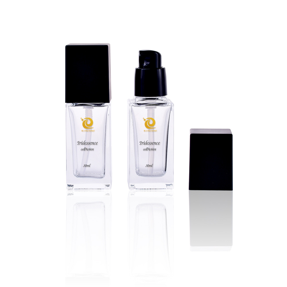 30ml玻璃粉底液分装瓶按压式乳液瓶方形透明化妆品喷雾空瓶便