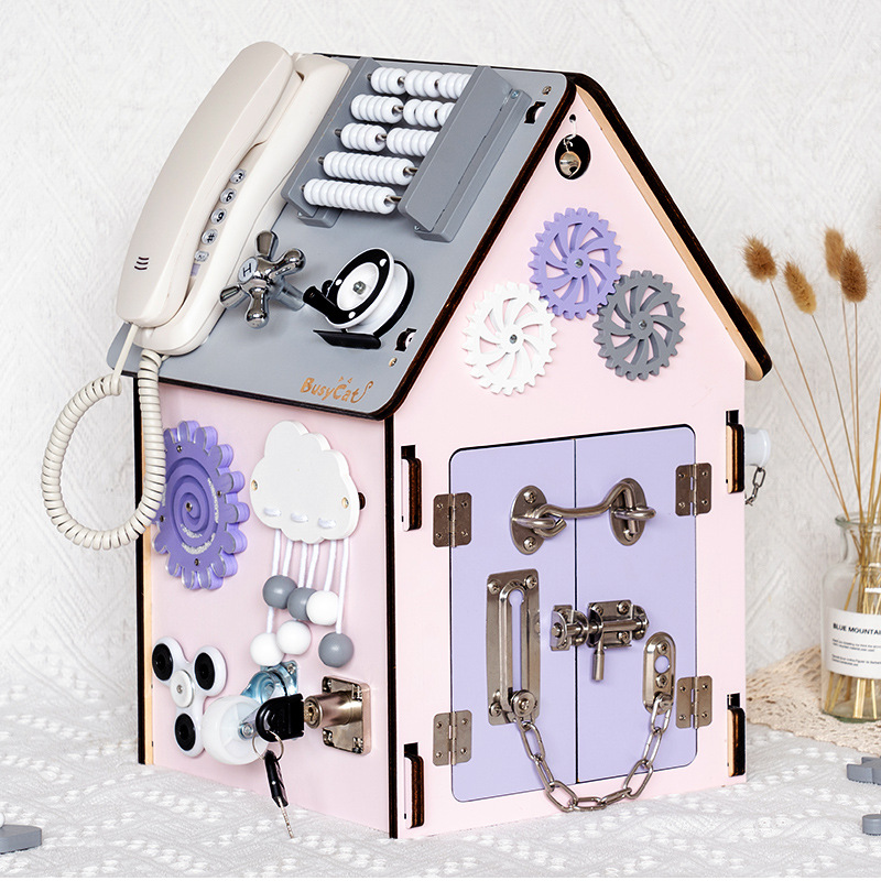 Madera ocupado tablero casa niños Montessori 1-2 años bebé casero DIY educación temprana juguetes educativos