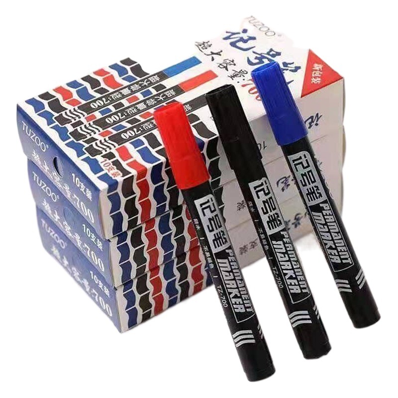 Mark pen black oily big head Pen Waterproof non-fading large capacity Black thick pen can add ink express logistics pen
